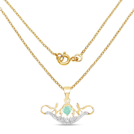 Bids.com 14K Yellow Gold Plated 0.62 Carat Genuine Emerald and White Topaz .925 Sterling Silver Pendant Pendants White Smoke
