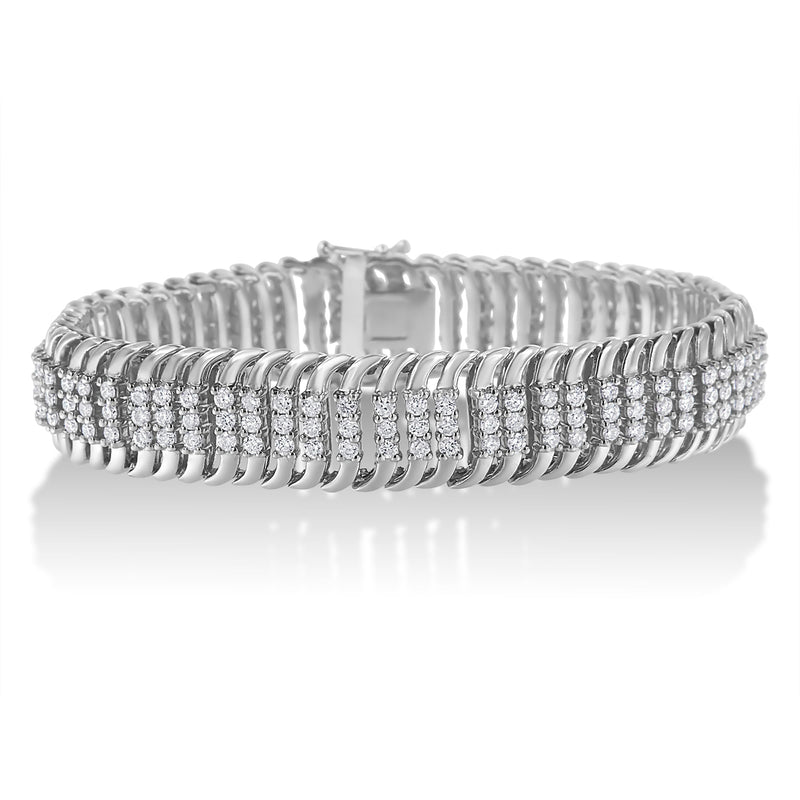 Bids.com 14K White Gold 5.0 Cttw Round Brilliant Cut Diamond 7" S Wave Serpentine Tennis Bracelet (H-I Color, I1-I2 Clarity) Bracelets Gray White.Gold / 7