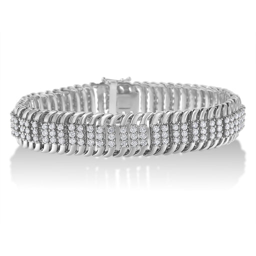 Bids.com 14K White Gold 5.0 Cttw Round Brilliant Cut Diamond 7" S Wave Serpentine Tennis Bracelet (H-I Color, I1-I2 Clarity) Bracelets Gray White.Gold / 7