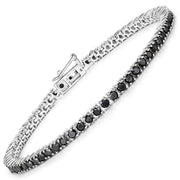 Bids.com 3.15 Carat Genuine Black Diamond .925 Sterling Silver Bracelet Bracelets White Smoke size 7.00