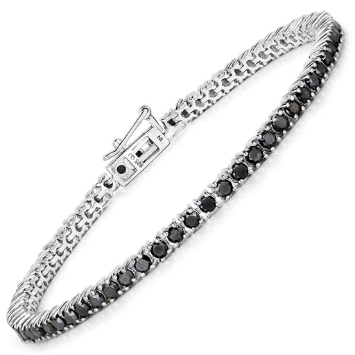 Bids.com 3.15 Carat Genuine Black Diamond .925 Sterling Silver Bracelet Bracelets White Smoke size 7.00