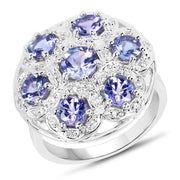 Bids.com 2.00 Carat Genuine Tanzanite and White Zircon .925 Sterling Silver Ring Rings White Smoke size 7.00,size 5.00,size 6.00,size 8.00,size 9.00