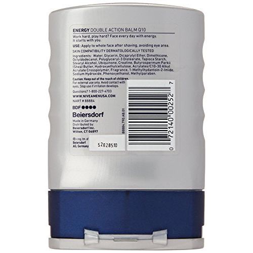 Nivea Nivea MEN Energy Double Action Balm 3.3 Fl. Oz. Bottle Health & Beauty Gray