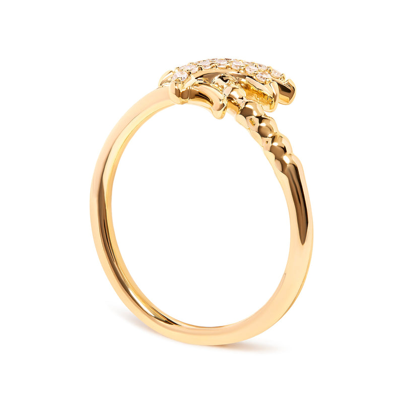 Bids.com 10K Yellow Gold 1/10 Cttw Diamond  Palm Tree Statement Ring (H-I Color, I1-I2 Clarity) - Ring Size 7 Rings White Smoke 7 / Yellow.Gold,6 / Yellow.Gold,8 / Yellow.Gold