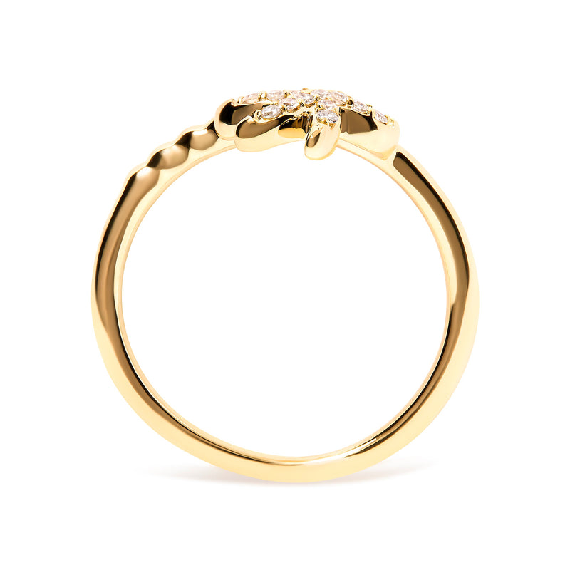 Bids.com 10K Yellow Gold 1/10 Cttw Diamond  Palm Tree Statement Ring (H-I Color, I1-I2 Clarity) - Ring Size 7 Rings White Smoke 7 / Yellow.Gold,6 / Yellow.Gold,8 / Yellow.Gold
