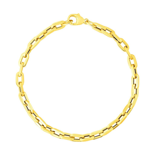 Bids.com 14k Yellow Gold 7 1/2 inch Paperclip Chain Bracelet with Three Diamond Links Bracelets White Smoke 7.5 / Yellow Gold