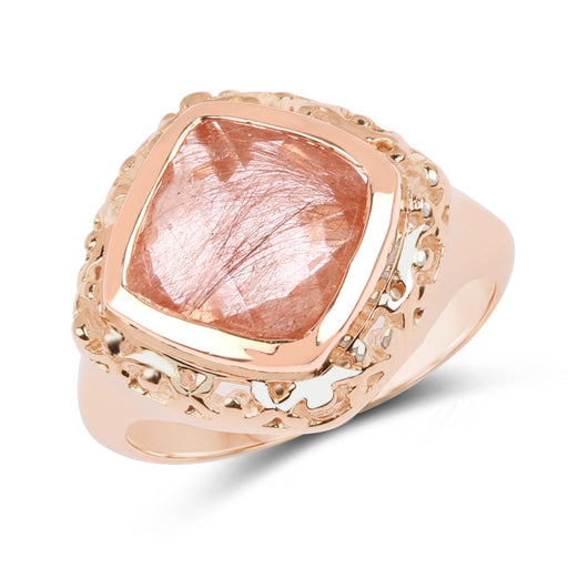 Bids.com 14K Rose Gold Plated 3.25 Carat Genuine Pink Rutile .925 Sterling Silver Ring Rings White Smoke size 8.00,size 6.00,size 7.00,size 9.00,size 10.00,size 5.00