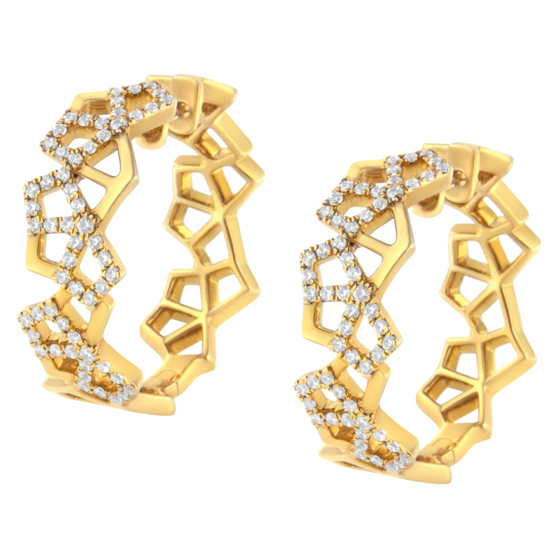 Bids.com 14K Yellow Gold 3/4 Cttw Diamond Honeycomb Hoop Earrings (G-H Color, SI1-SI2 Clarity) - 24MM Earrings White Smoke Yellow.Gold / 0.708