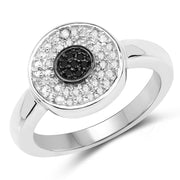 Bids.com 0.20 Carat Genuine Black Diamond and White Diamond .925 Sterling Silver Ring Rings White Smoke size 7.00,size 8.00,size 6.00,size 9.00