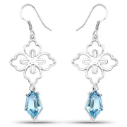 Bids.com 12.14 Carat Genuine Swiss Blue Topaz .925 Sterling Silver Earrings Earrings White Smoke