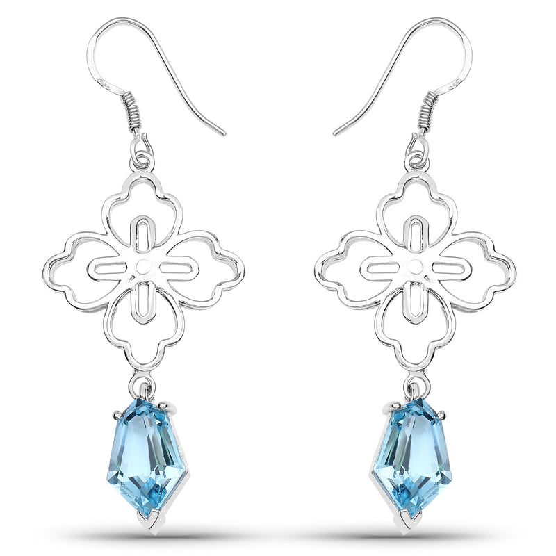 Bids.com 12.14 Carat Genuine Swiss Blue Topaz .925 Sterling Silver Earrings Earrings White Smoke