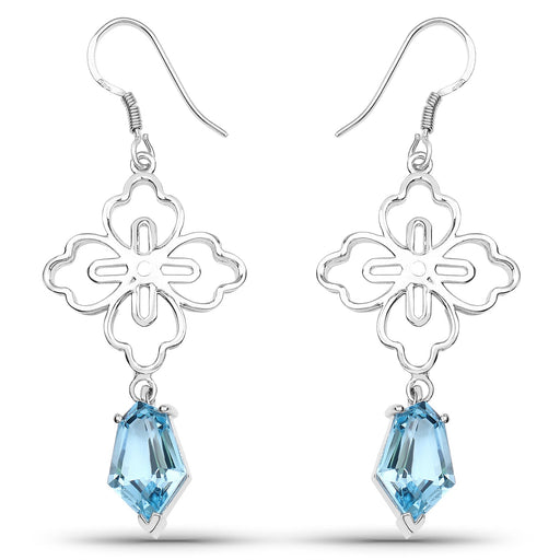 Bids.com 12.14 Carat Genuine Swiss Blue Topaz .925 Sterling Silver Earrings Earrings White Smoke