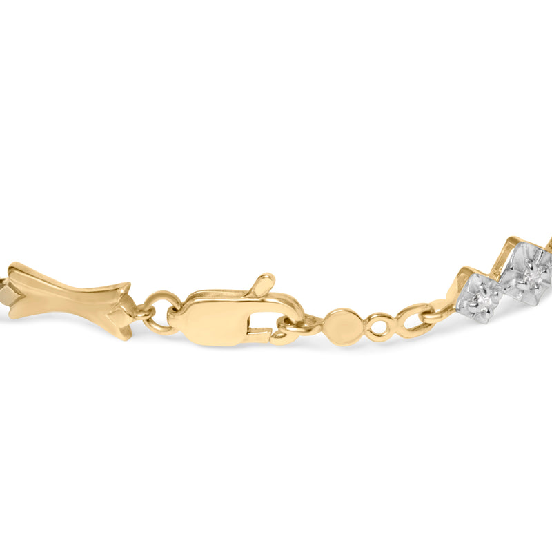 Bids.com 10k Gold 1/3 Cttw Diamond Miracle Set Alternating Bar and Link Bracelet (I-J Color, I1-I2 Clarity) - 7.75" Inches Bracelets White Smoke YellowWhite.Gold / 7.75
