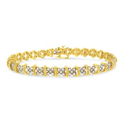 Bids.com 10K Yellow Gold Plated .925 Sterling Silver 2.0 Cttw Round Diamond Cluster "X" Shaped Link Bracelet (H-I Color, I3 Clarity) - 7" Bracelets White Smoke Yellow.Sterling Silver / 7