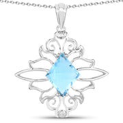 Bids.com 5.15 Carat Genuine Swiss Blue Topaz .925 Sterling Silver Pendant Pendants White Smoke