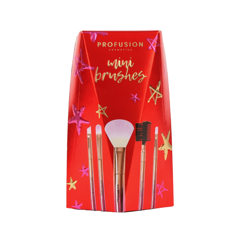 Profusion Cosmetics Crimson Mini Brushes – 5-Piece Mini Brush Set Brush Firebrick