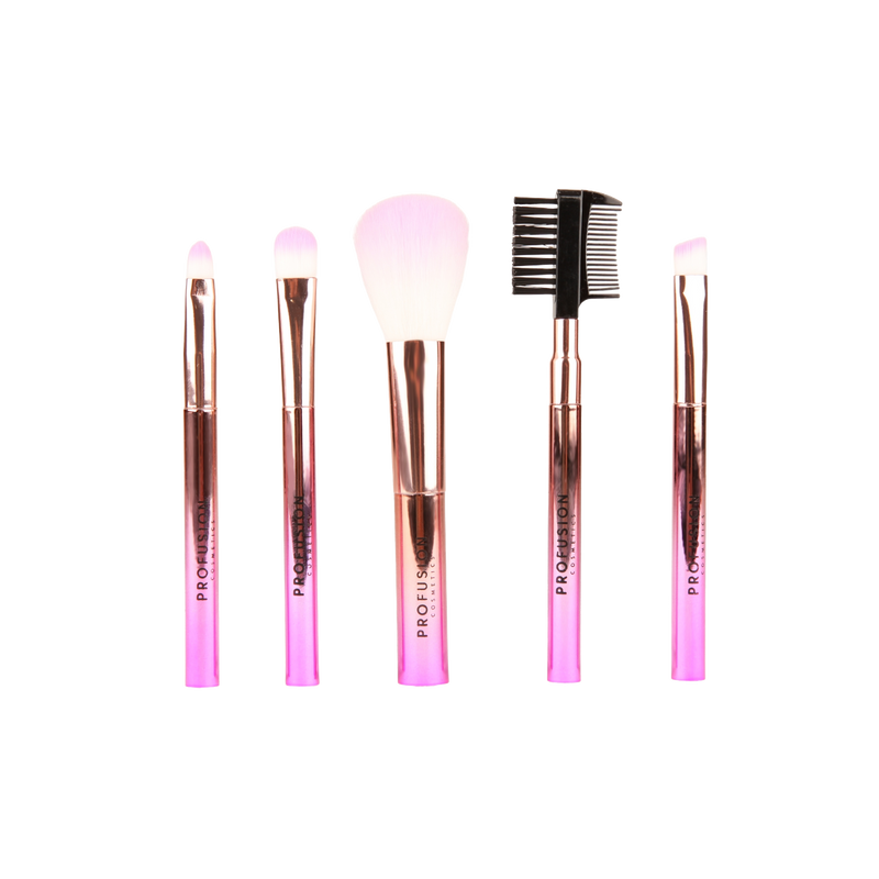 Profusion Cosmetics Crimson Mini Brushes – 5-Piece Mini Brush Set Brush Misty Rose