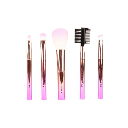 Profusion Cosmetics Crimson Mini Brushes – 5-Piece Mini Brush Set Brush Misty Rose