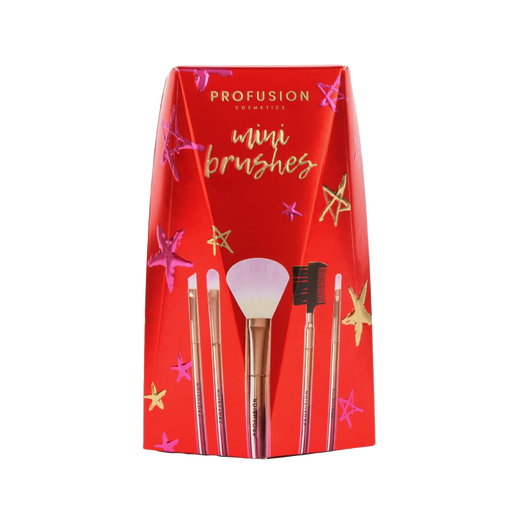 Profusion Cosmetics Crimson Mini Brushes – 5-Piece Mini Brush Set Brush Firebrick
