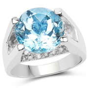 Bids.com 7.21 Carat Genuine Blue Topaz and White Cubic Zirconia .925 Sterling Silver Ring Rings White Smoke size 5.00,size 6.00,size 6.50,size 7.00,size 10.00,size 11.00,size 7.50,size 8.00,size 9.00