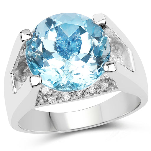 Bids.com 7.21 Carat Genuine Blue Topaz and White Cubic Zirconia .925 Sterling Silver Ring Rings White Smoke size 5.00,size 6.00,size 6.50,size 7.00,size 10.00,size 11.00,size 7.50,size 8.00,size 9.00