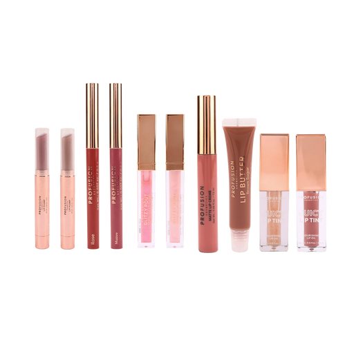 Profusion Cosmetics Crimson Festive Lips – 10-Piece Lip Collection Lips Light Pink
