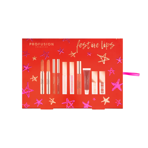Profusion Cosmetics Crimson Festive Lips – 10-Piece Lip Collection Lips Orange Red