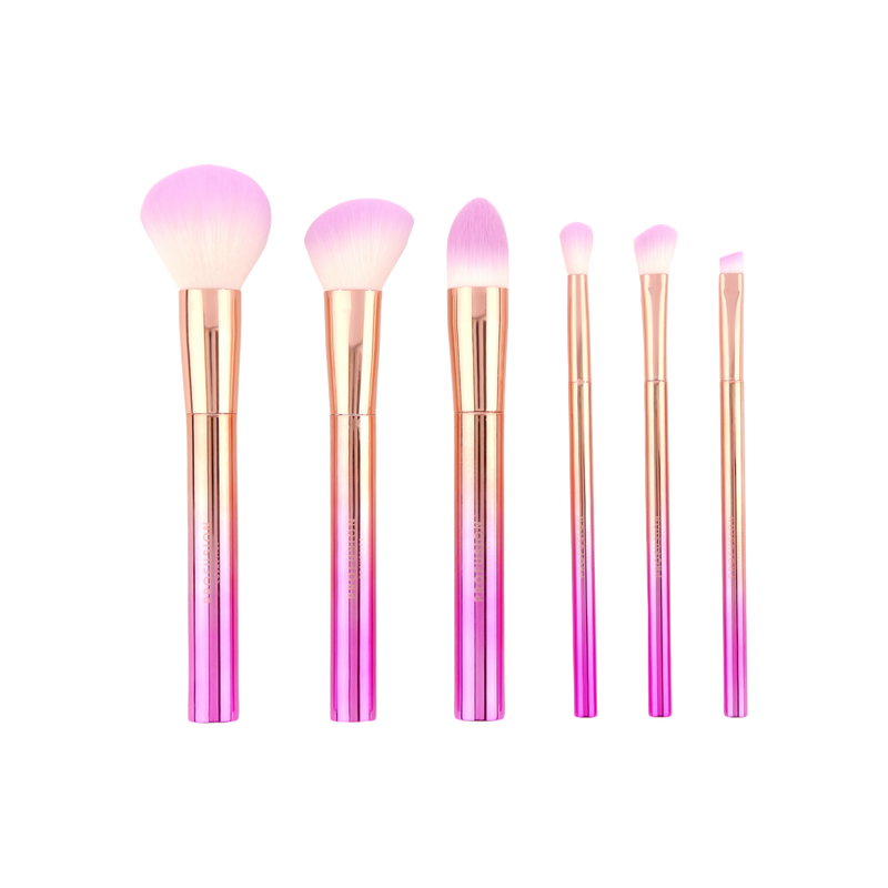 Profusion Cosmetics Crimson Brush Vault – 6-Piece Brush Set Makeup Brushes Pink