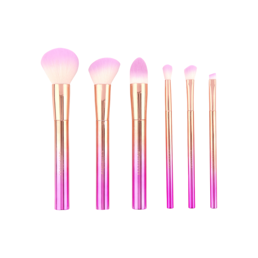 Profusion Cosmetics Crimson Brush Vault – 6-Piece Brush Set Makeup Brushes Pink