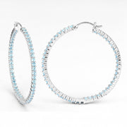 Bids.com 3.60 Carat Genuine Swiss Blue Topaz .925 Sterling Silver Earrings Earrings White Smoke