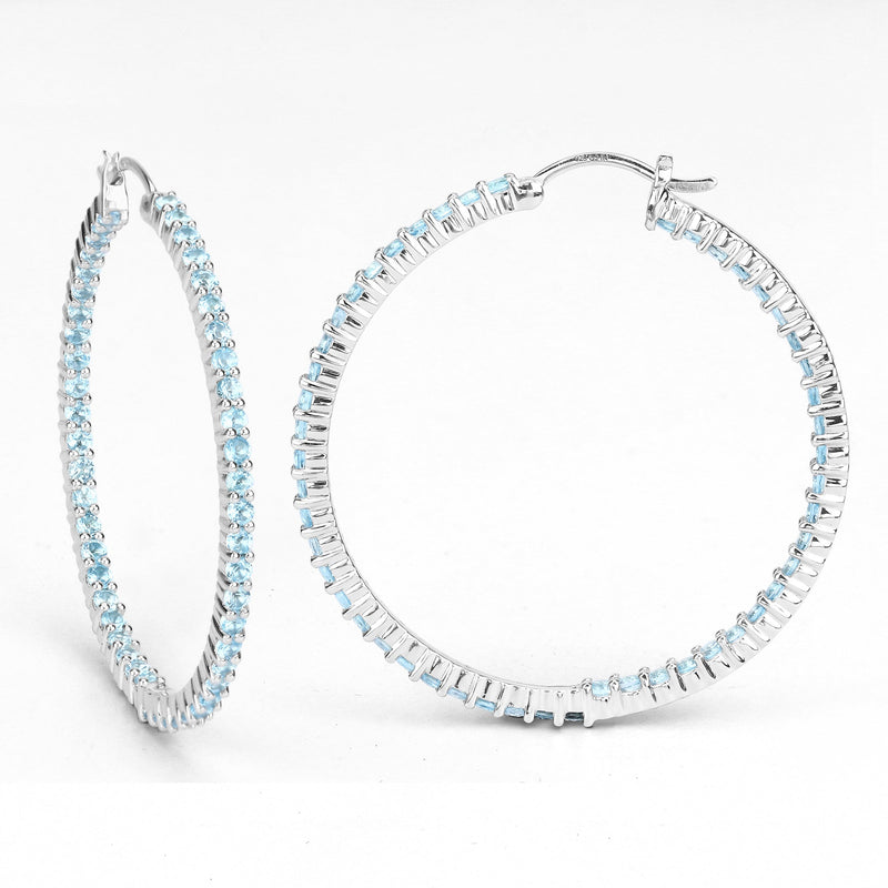 Bids.com 3.60 Carat Genuine Swiss Blue Topaz .925 Sterling Silver Earrings Earrings White Smoke