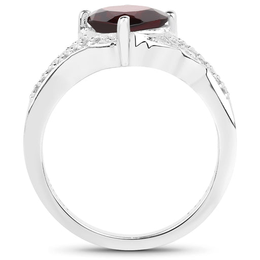 Bids.com 1.67 Carat Genuine Garnet and White Topaz .925 Sterling Silver Ring Rings White Smoke size 6.00,size 7.00,size 8.00,size 9.00,size 5.00