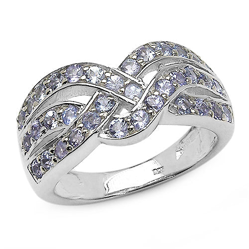 Bids.com 1.26 Carat Genuine Tanzanite .925 Sterling Silver Ring Rings White Smoke size 7.00,size 6.00,size 8.00,size 9.00
