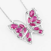 Bids.com 2.88 Carat Genuine Ruby and White Zircon .925 Sterling Silver Necklace Necklaces White Smoke