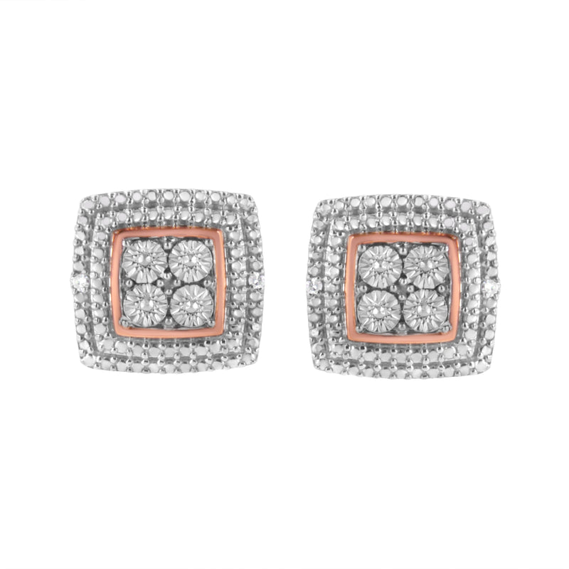Bids.com 10K Yellow, White, and Rose Gold Plated Sterling Silver Diamond Accent Earrings (I-J Clarity, I3 Color) Earrings White Smoke YellowWhiteRose.Sterling Silver / 0.02,White.Sterling Silver / 0.02