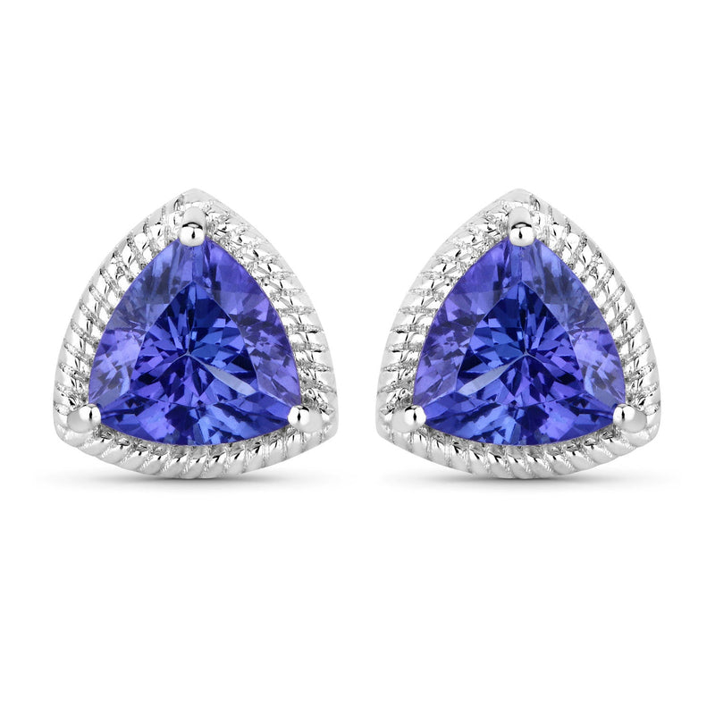Bids.com 4.24 Carat Genuine Tanzanite 14K White Gold Earrings Earrings White Smoke
