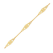 Bids.com 14k Yellow Gold Anklet with Fancy Diamond Shape Filigree Stations Accessories White Smoke 10 / Yellow Gold