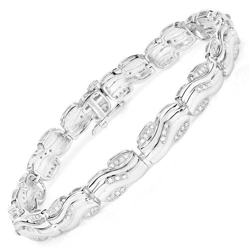 Bids.com 0.84 Carat Genuine White Diamond .925 Sterling Silver Bracelet Bracelets White Smoke size 8.25