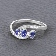 Bids.com 0.51 Carat Genuine Tanzanite and White Diamond 14K White Gold Ring Rings Slate Gray size 7.00,size 5.00,size 6.00,size 8.00,size 9.00