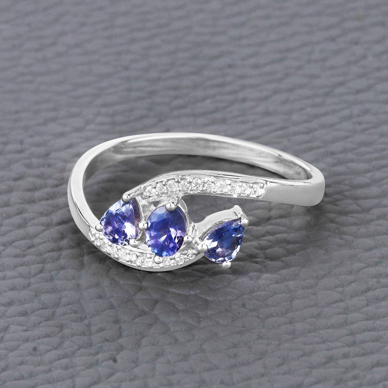 Bids.com 0.51 Carat Genuine Tanzanite and White Diamond 14K White Gold Ring Rings Slate Gray size 7.00,size 5.00,size 6.00,size 8.00,size 9.00