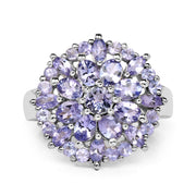Bids.com 2.79 Carat Genuine Tanzanite .925 Sterling Silver Ring Rings White Smoke size 7.00,size 6.00,size 8.00,size 9.00