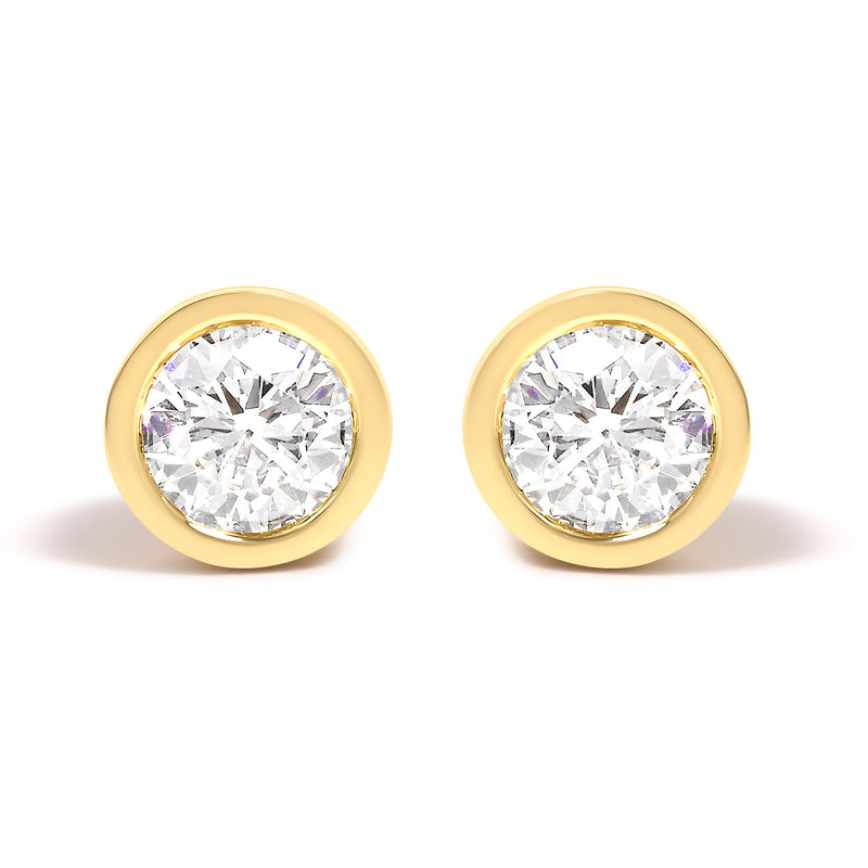 Bids.com 14K White Gold 1.0 Cttw Lab Grown Diamond Screw-Back Classic Bezel Solitaire Stud Earrings (G-H Color, VS2-SI1 Clarity) Earrings White Smoke White.Gold / 2,Yellow.Gold / 1