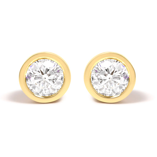 Bids.com 14K White Gold 1.0 Cttw Lab Grown Diamond Screw-Back Classic Bezel Solitaire Stud Earrings (G-H Color, VS2-SI1 Clarity) Earrings White Smoke White.Gold / 2,Yellow.Gold / 1