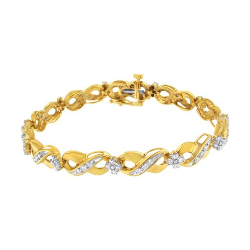 Bids.com 10K Yellow Gold Round-Cut Diamond Infinite Love Bracelet (1.00 cttw, I-J Color, I2-I3 Clarity) Bracelets White Smoke Yellow.Gold / 7