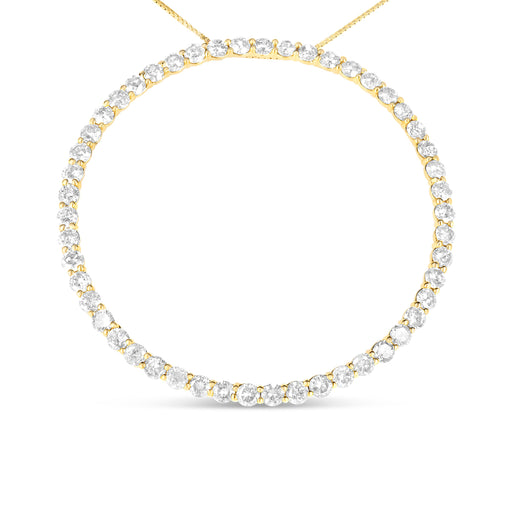 Bids.com 10K Yellow Gold Plated .925 Sterling Silver 4 Cttw Diamond Circle Hoop 18" Pendant Necklace (J-K Color, I1-I2 Clarity) Necklaces White Smoke Yellow.Sterling Silver / 18