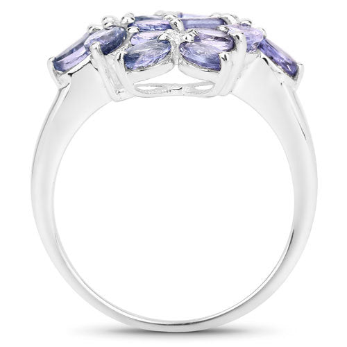 Bids.com 2.89 Carat Genuine Tanzanite .925 Sterling Silver Ring Rings White Smoke size 5.00,size 6.00,size 6.50,size 7.00,size 8.00,size 9.00