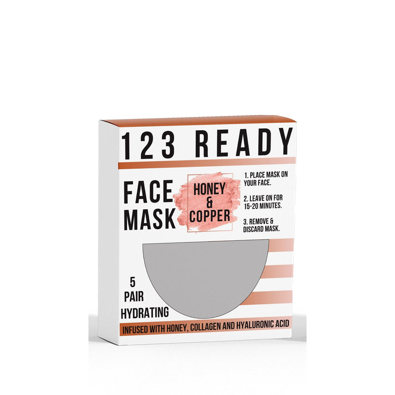 ZAQ Skin & Body 123 READY HONEY & COPPER HYDRATING GEL FACE MASK 1PC Light Gray