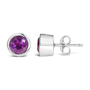Bids.com .925 Sterling Silver 6MM Bezel Set Created Purple Amethyst Solitaire Stud Earrings Earrings White Smoke White.Sterling Silver / Purple Amethyst,White.Sterling Silver / Blue Sapphire,White.Sterling Silver / Yellow Citrine,White.Sterling Silver / Green Emerald,White.Sterling Silver / Red Garnet,White.Sterling Silver / Green Peridot,White.Sterling Silver / Red
