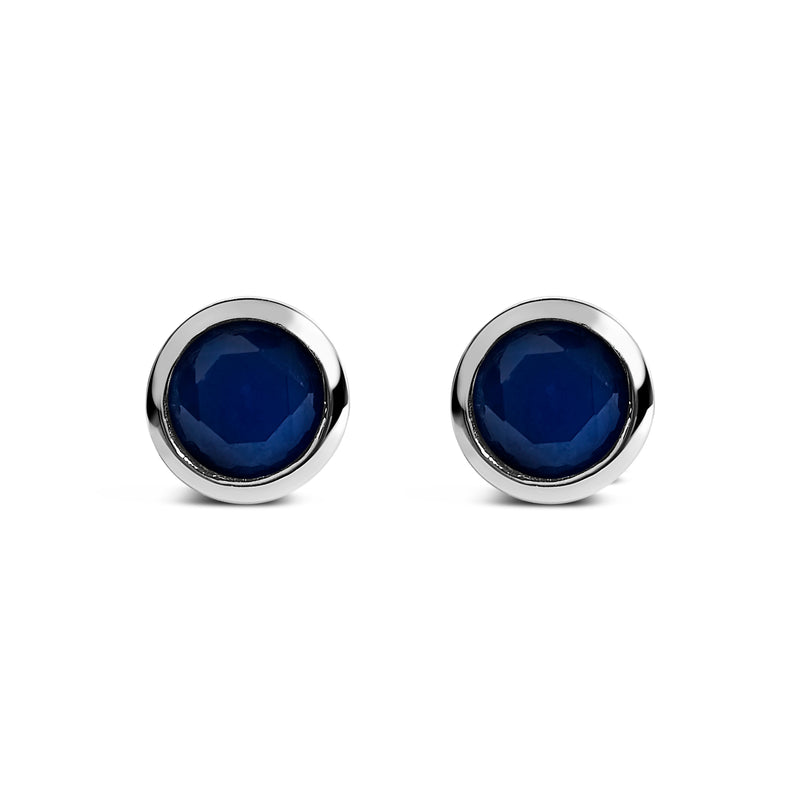 Bids.com .925 Sterling Silver 6MM Bezel Set Created Purple Amethyst Solitaire Stud Earrings Earrings White Smoke White.Sterling Silver / Blue Sapphire