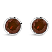 Bids.com .925 Sterling Silver 6MM Bezel Set Created Purple Amethyst Solitaire Stud Earrings Earrings White Smoke White.Sterling Silver / Red Garnet